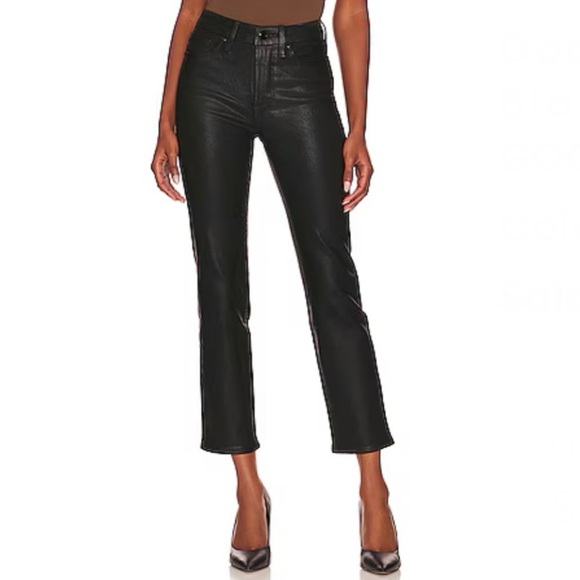 NWOT Good American Black Coated Midrise Tummy Control Butt Lift Pants (15) - Picture 1 of 15